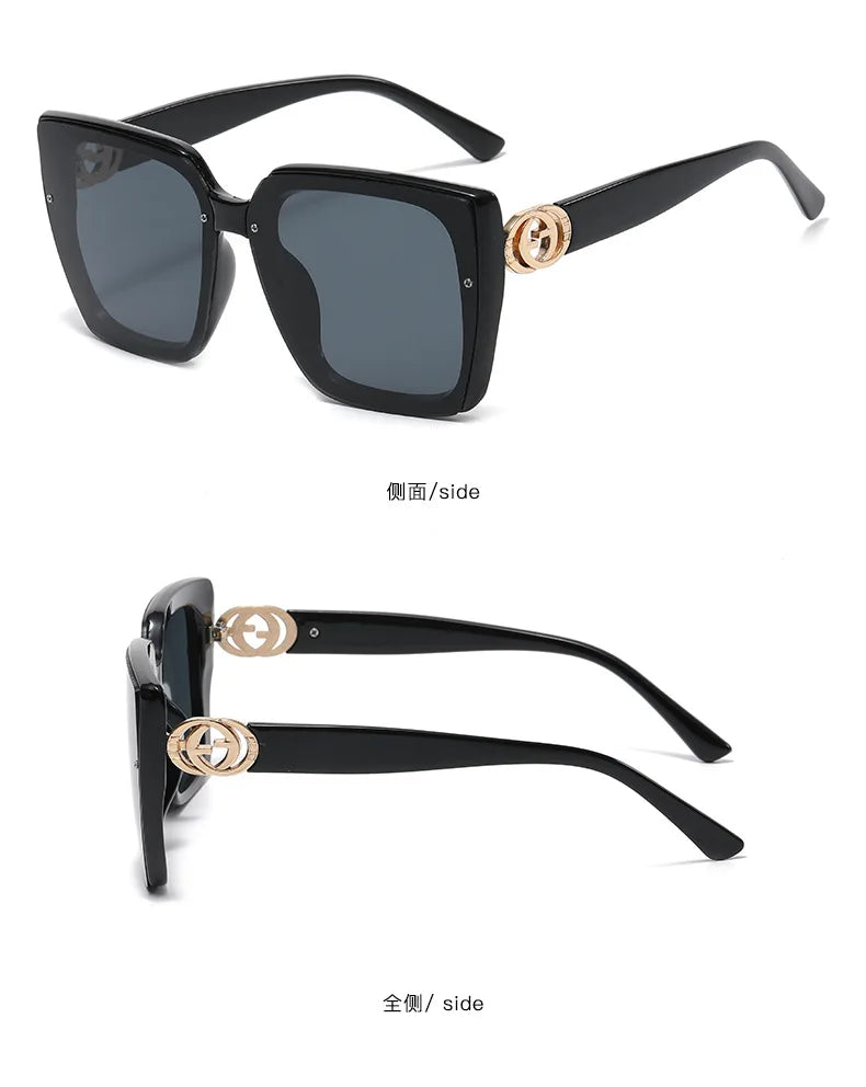 New Large Frame Square Sunglasses Women's Brand Designer Fashion Sun Glasses Women Outdoor Travel Eyewear UV400 Oculos De Sol&nbsp; Fashion sunglasses fashionable sunglasses mens fashion sunglasses men's sunglasses fashion shades sunglasses fashion sunglasses for men womens fashion sunglasses ladies fashion sunglasses fashion sunglasses for women female fashion sunglasses new fashion sunglasses side side black