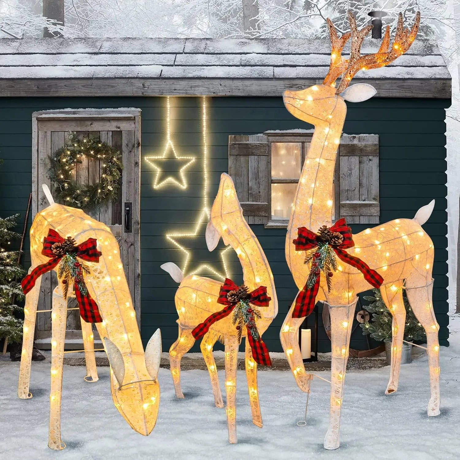 Outdoor christmas decorations christmas decorations outdoor chrismas outdoor decorations outdoor christmas décor outdoor christmas decoration diy outdoor christmas deorations large outdoor christmas decorations outdoor christmas decorations clearance christmas decor outdoor christmas outdoor decoration 3-Piece Pre-Lit Christmas Reindeer Family Set, 3D Plug in 170 Count Warm White Lighted Christmas Decoration Outdoor reindeer family lights