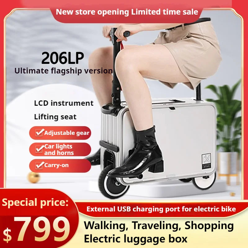 Electric smart luggage, cycling trolley case, smart boarding case, walking suitcase, manned boarding case