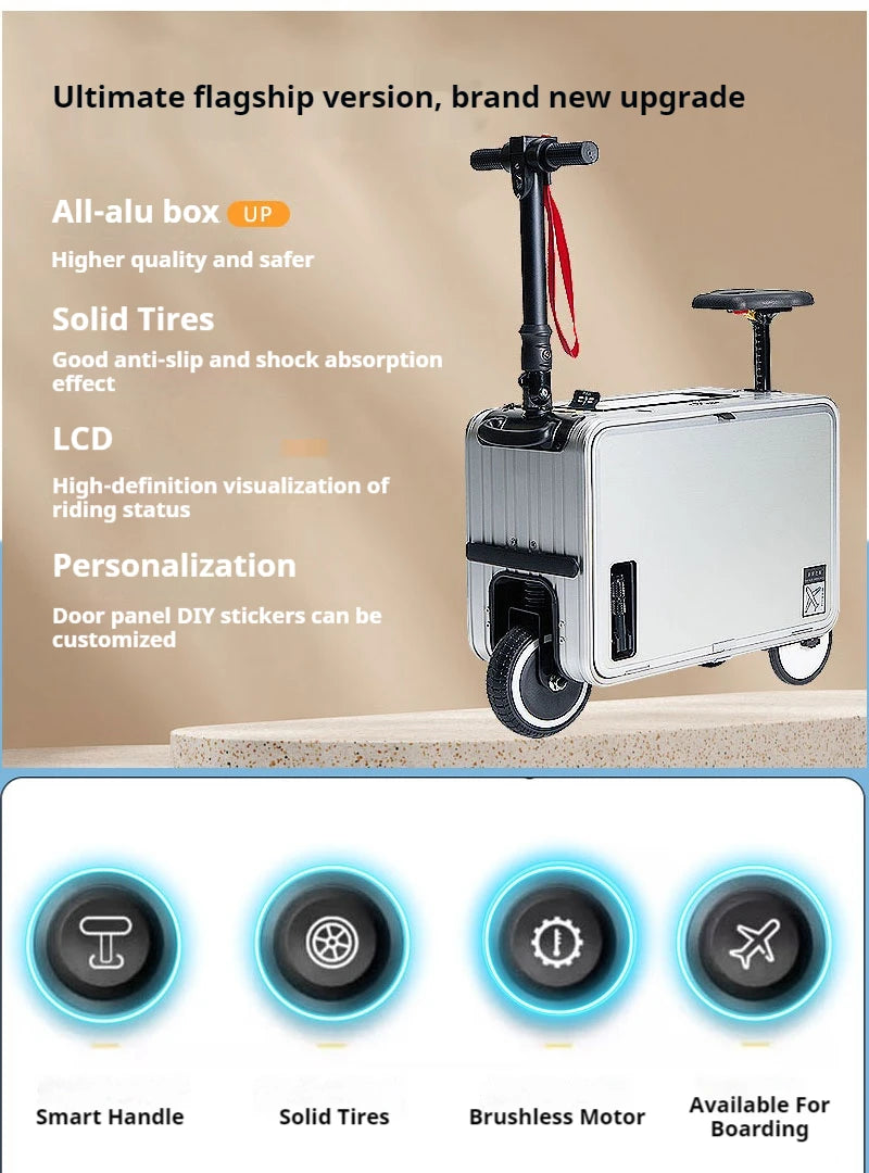 Electric smart luggage, cycling trolley case, smart boarding case, walking suitcase, manned boarding case