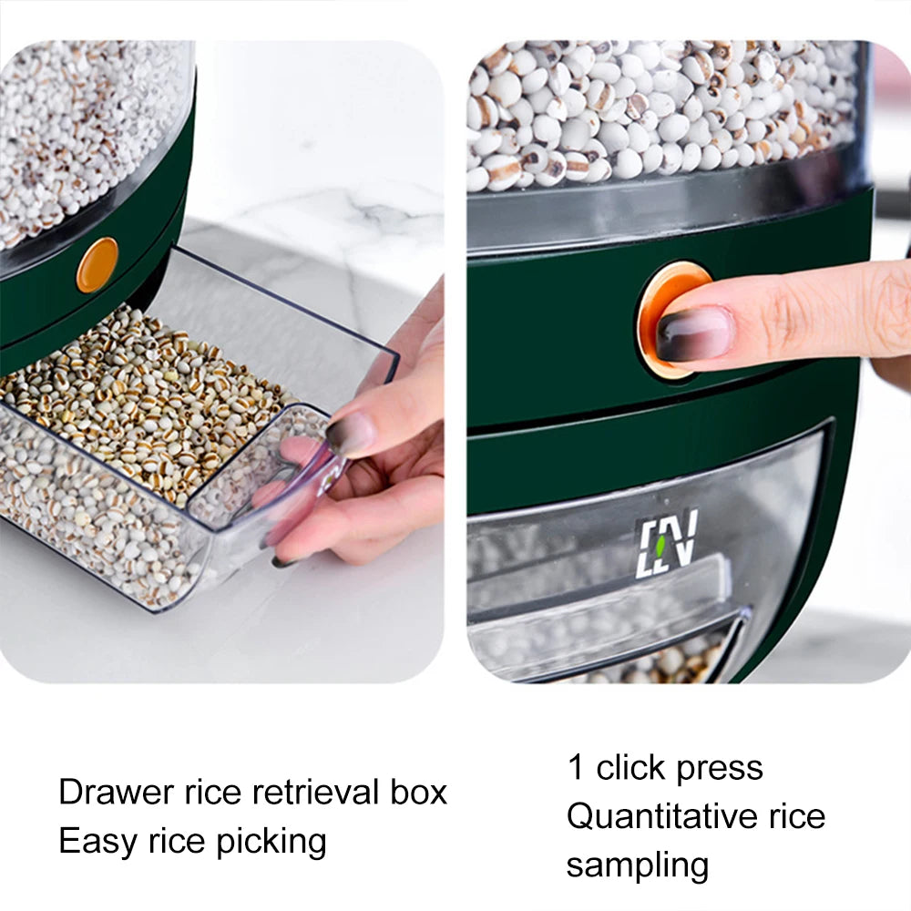 use display 360 Degree Rotating Rice Dispenser Sealed Dry Cereal Grain Bucket Dispenser Moisture-proof Kitchen Food Container Storage Box Rice dispenser rice dispenser 50 lbs glass rice dispenser rice dispenser 25 lbs best rice dispenser rice dispenser storage rice storage dispenser