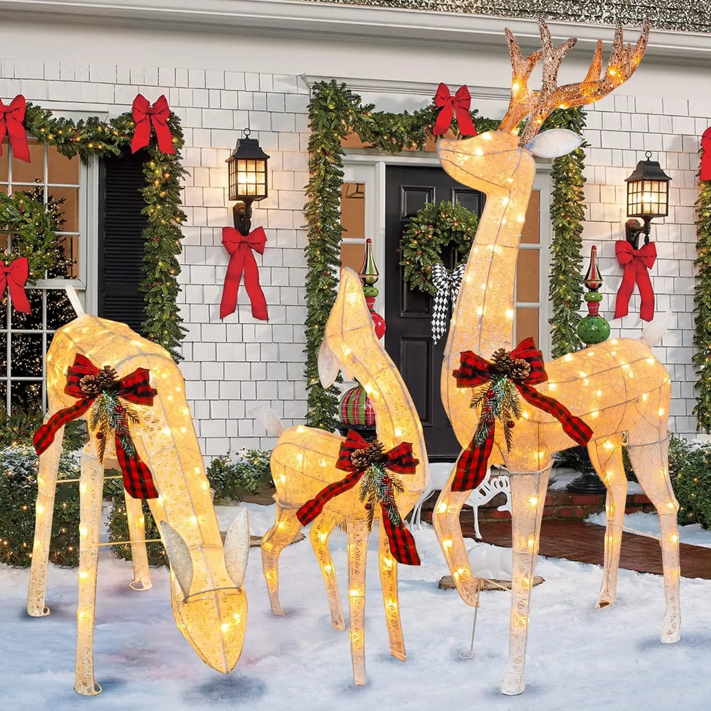 Outdoor christmas decorations christmas decorations outdoor chrismas outdoor decorations outdoor christmas décor outdoor christmas decoration diy outdoor christmas deorations large outdoor christmas decorations outdoor christmas decorations clearance christmas decor outdoor christmas outdoor decoration 3-Piece Pre-Lit Christmas Reindeer Family Set, 3D Plug in 170 Count Warm White Lighted Christmas Decoration Outdoor use