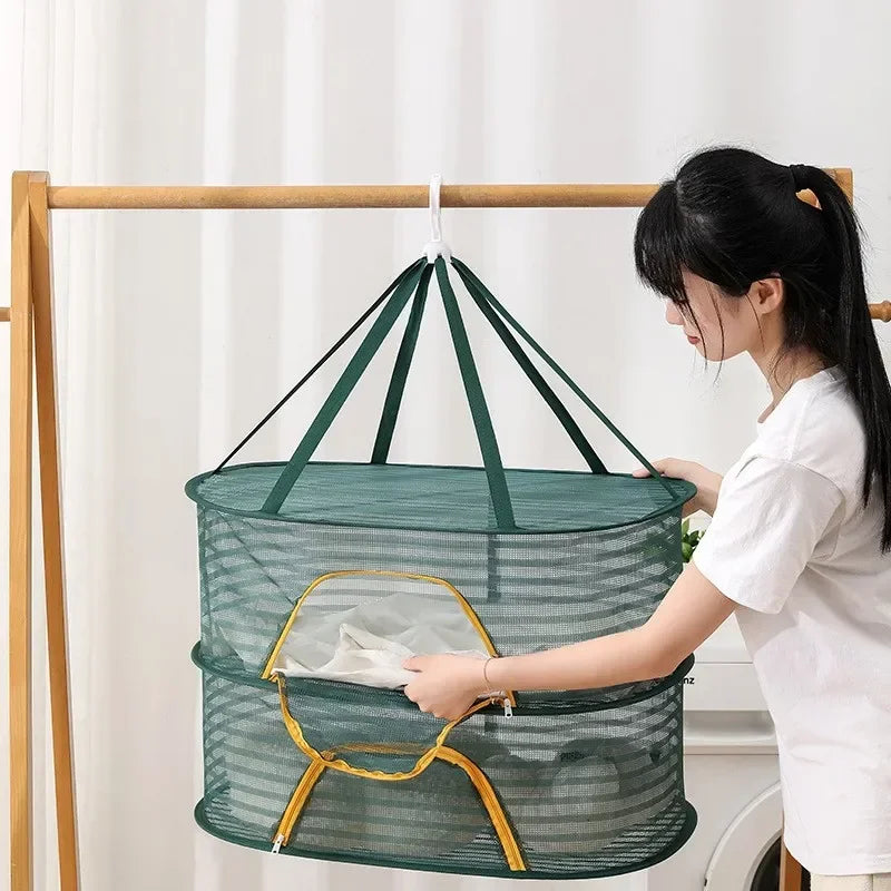 Multi-layer Foldable Sun Dry Netting Multi-functional Drying Net Drying Cage Folding Fish Net Drying Net Anti-fly net Home Drying Vegetable Net Drying Net Bag foldable drying net sun dry net portable dryer portable sundry sun drier sun dryer sun dry net multifunctional sun drier multi layer dryer lady dried clothes