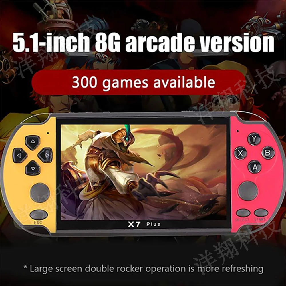 X7 Plus Handheld Game Console 5.1 Inch HD Screen Portable Audio Video Player Classic Play Built-in 10000+ Free Retro Games