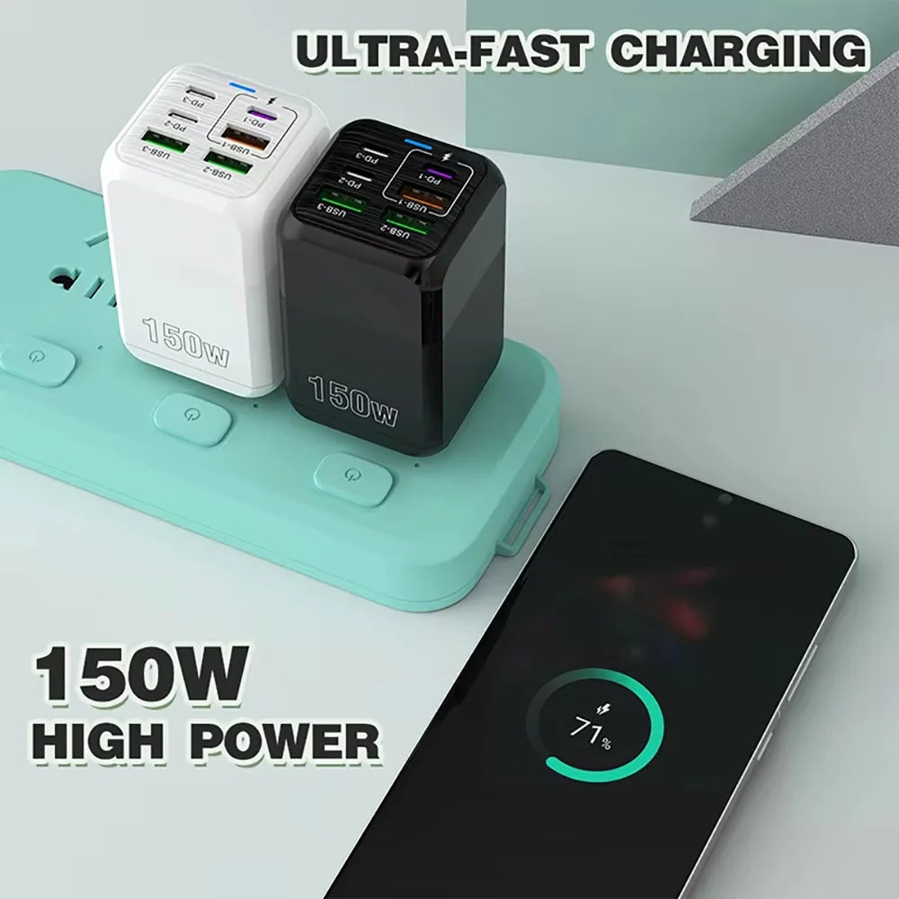 150 w high power 150W USB C Charger 6 Ports Fast Charging PD QC USB Charger Type C Cell Phone Charger Adapter For iphone Xiaomi Samsung Huawei Phone charger why is my phone not charging portable phone charger why isn't my phone charging wireless phone charger portable battery charger for phone why wont my phone charge free phone number lookup with name no charge