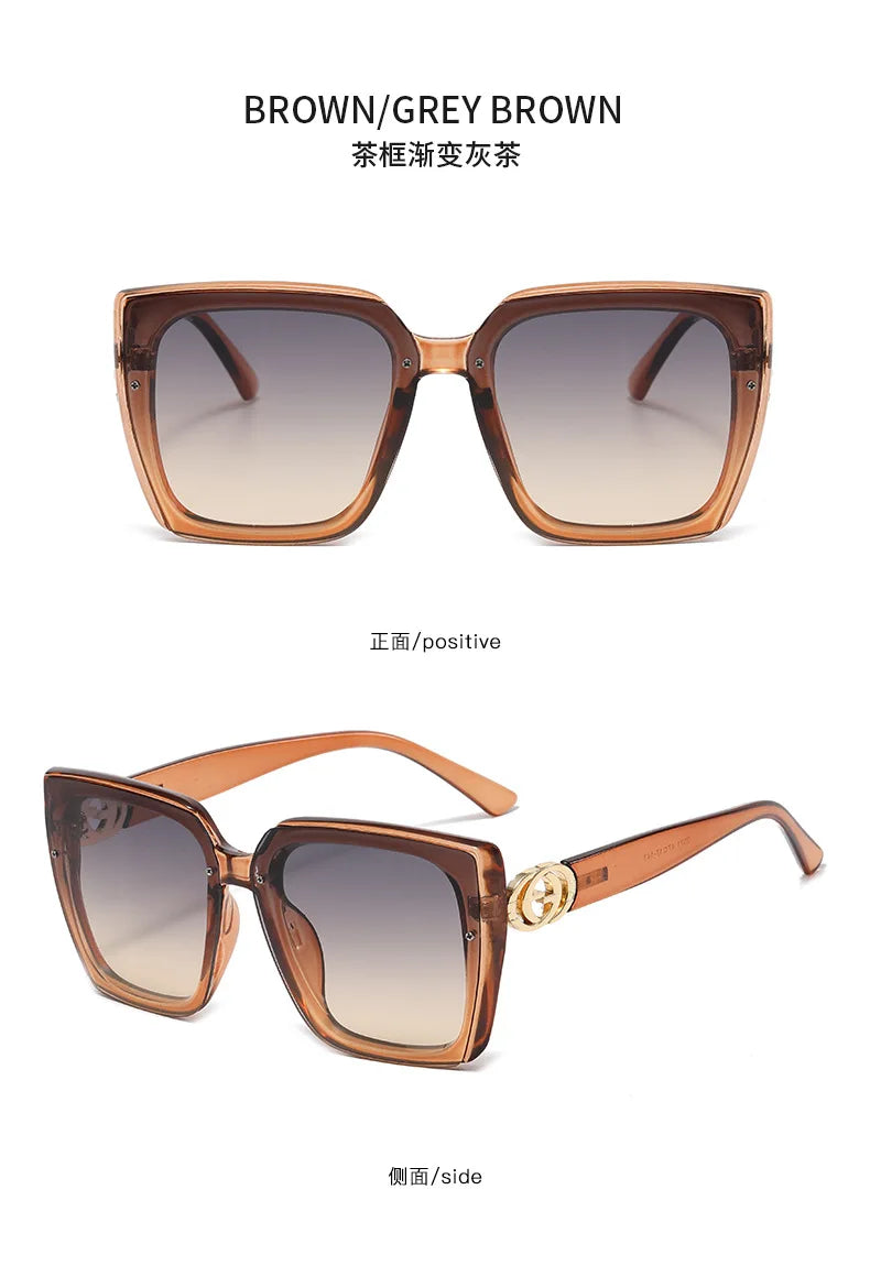 New Large Frame Square Sunglasses Women's Brand Designer Fashion Sun Glasses Women Outdoor Travel Eyewear UV400 Oculos De Sol&nbsp; Fashion sunglasses fashionable sunglasses mens fashion sunglasses men's sunglasses fashion shades sunglasses fashion sunglasses for men womens fashion sunglasses ladies fashion sunglasses fashion sunglasses for women female fashion sunglasses new fashion sunglasses. brown grey brown