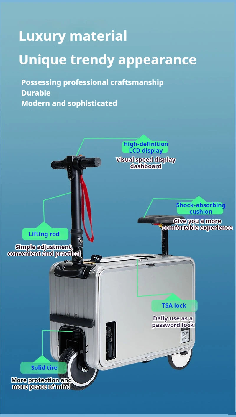 Electric smart luggage, cycling trolley case, smart boarding case, walking suitcase, manned boarding case