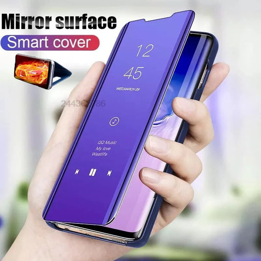 Mirror Flip Phone Case For Samsung Galaxy  S10 Plus S10E Note 10 Pro Cover