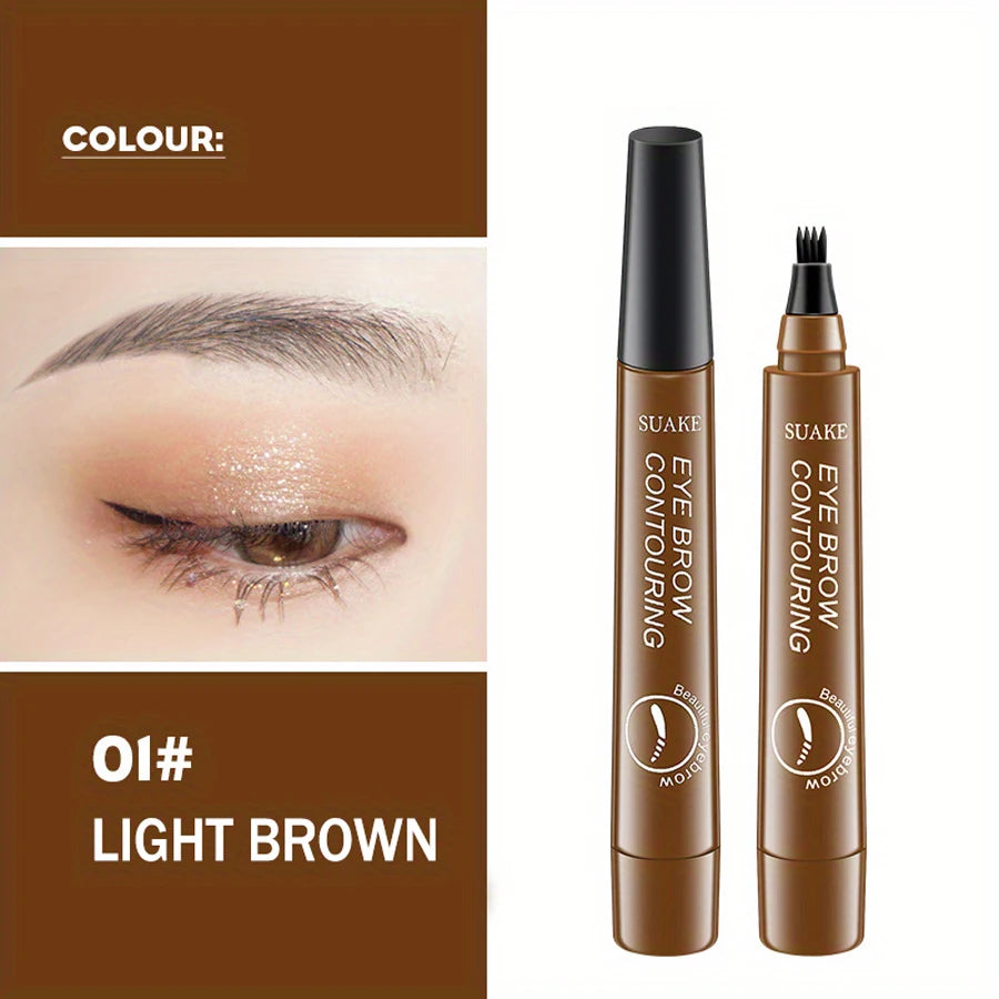 Waterproof Eyebrow Pen, Microblading Eyebrow Pencil With 4 Split Head, Natural Looking Brows Makeup ( 5 Colors)