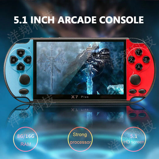 X7 Plus Handheld Game Console 5.1 Inch HD Screen Portable Audio Video Player Classic Play Built-in 10000+ Free Retro Games