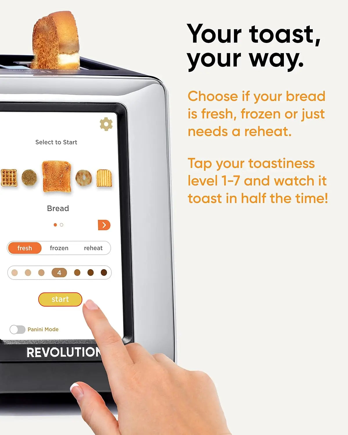 R180B High-Speed Touchscreen Toaster, 2-Slice Smart Toaster with Patented InstaGLO Technology & Revolution