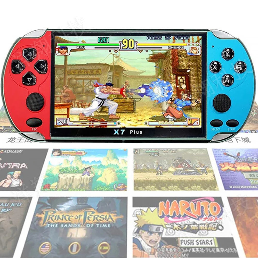 X7 Plus Handheld Game Console 5.1 Inch HD Screen Portable Audio Video Player Classic Play Built-in 10000+ Free Retro Games