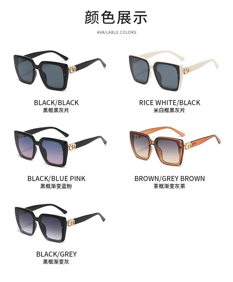 New Large Frame Square Sunglasses Women's Brand Designer Fashion Sun Glasses Women Outdoor Travel Eyewear UV400 Oculos De Sol&nbsp; Fashion sunglasses fashionable sunglasses mens fashion sunglasses men's sunglasses fashion shades sunglasses fashion sunglasses for men womens fashion sunglasses ladies fashion sunglasses fashion sunglasses for women female fashion sunglasses new fashion sunglasses listed available colors