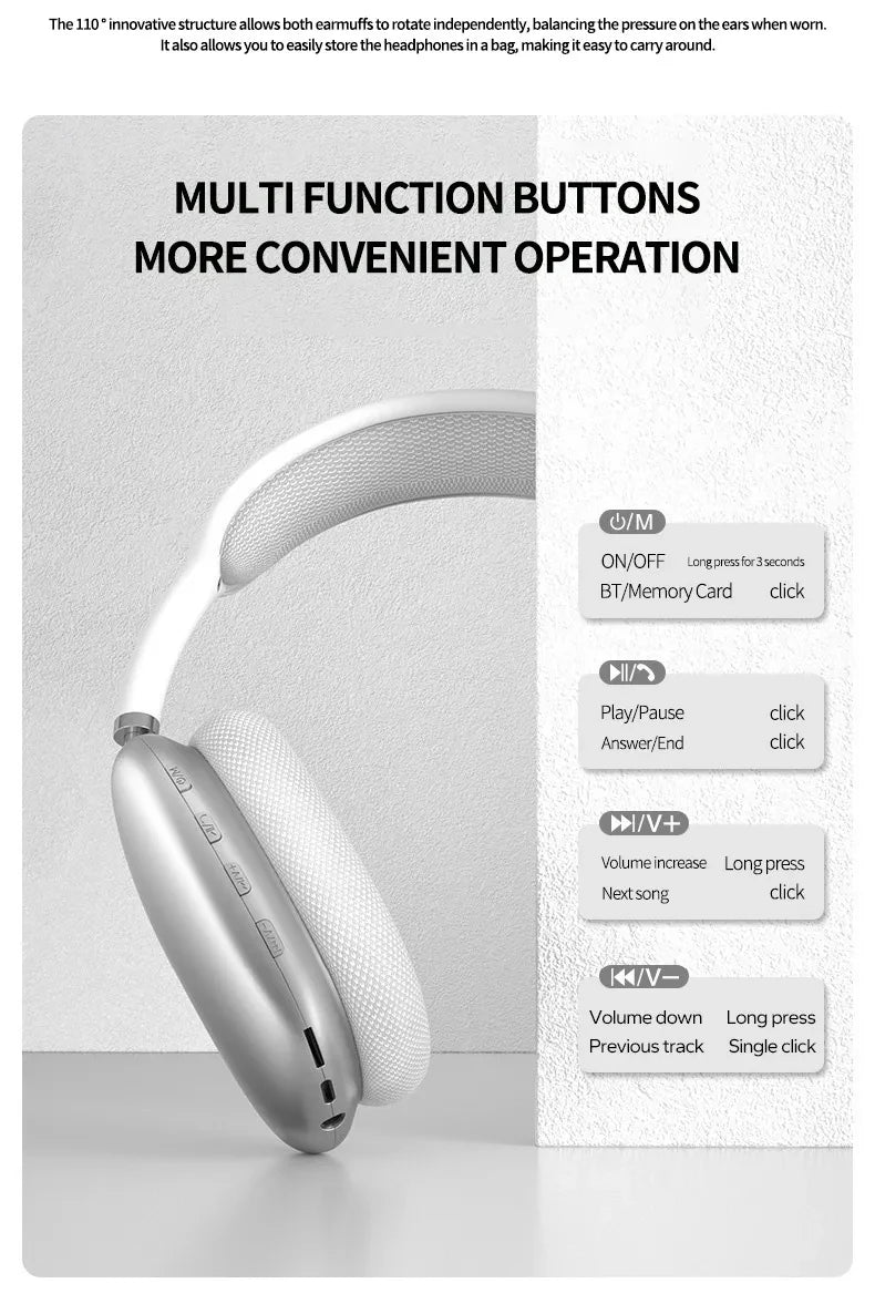 Promax Headphone Wireless Bluetooth Headset With Mic Noise Cancelling Headsets Stereo Sound Earphone Sports Gaming Headphones Beats headphones headphones headphone apple headphones bose headphones sony headphones bluetooth headphones noise cancelling headphones wireless headphones best headphones best noise cancelling headphones wired headphones apple headphones max promax multifunction buttons